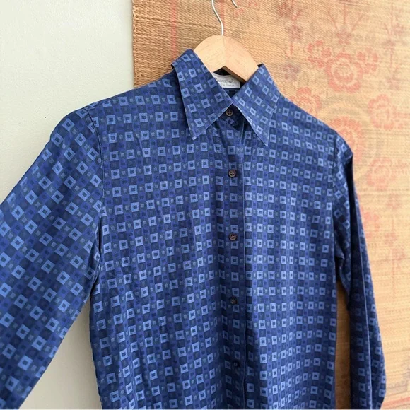 Bianzino Italy Geometric Brocade Button Down Shirt - Picture 3 of 4